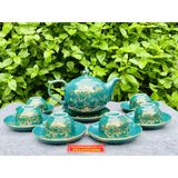  Bộ ấm chén xanh vẽ sen vàng 