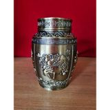  Hộp đựng chè đồng họa tiết ngũ quả (cao 18cm) 