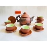  Bộ ấm chén tử sa lòng xanh họa tiết hoa mai 350ml BKCEVN-8207 