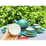  Bộ ấm chén xanh vẽ sen vàng 