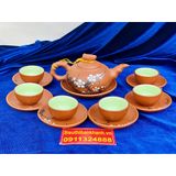  Bộ ấm trà Tử sa lòng xanh Bát Tràng họa tiết Hoa Mai 350ml BKCEVN-8016 