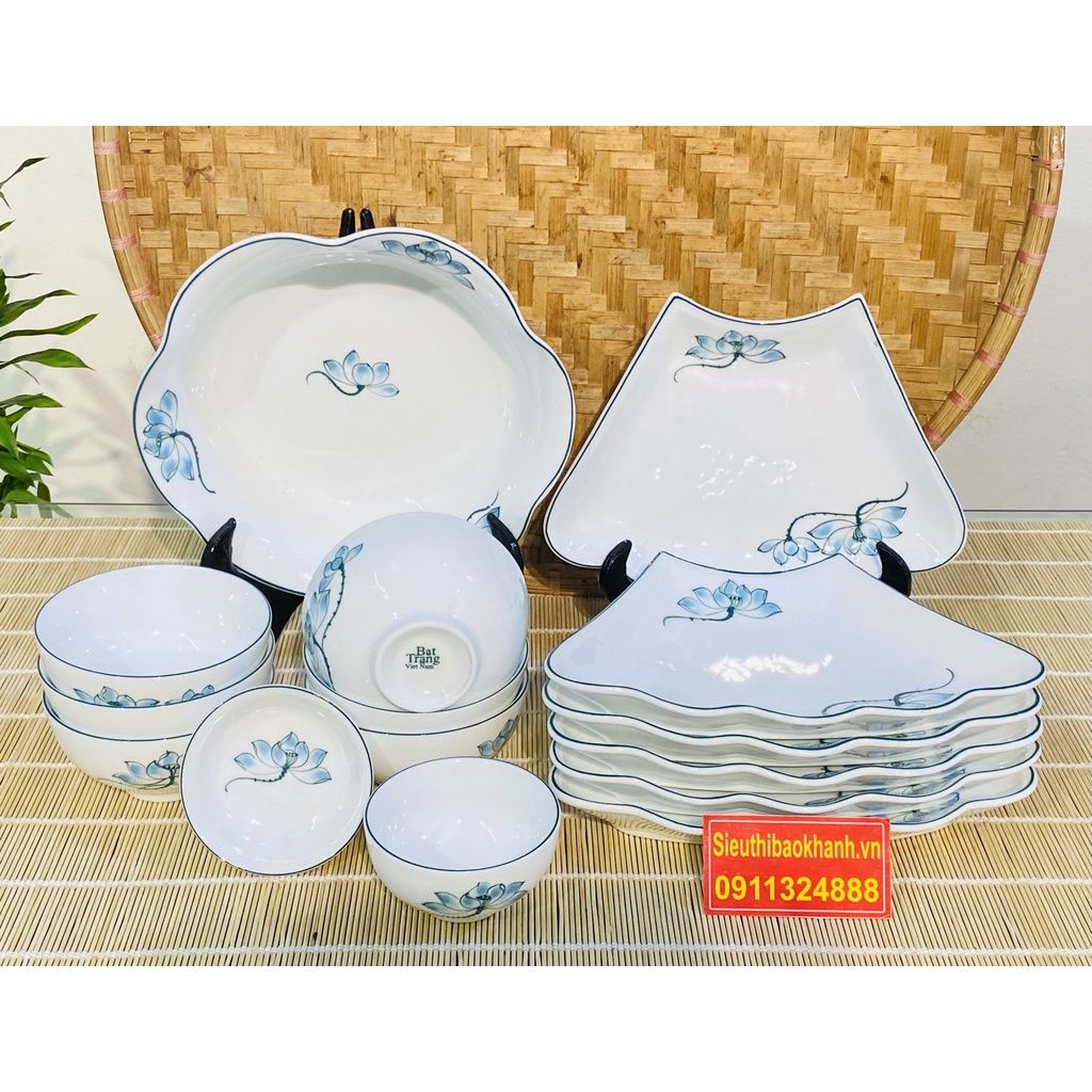  [BÁT TRÀNG CHÍNH HÃNG]-Set bát ăn hoa mặt trời sang trọng,cao cấp-Bảo Khánh Việt Nam 