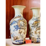  Cặp lục bình Gốm Men Rạn Bát Tràng họa tiết Song Long 50cm 