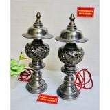  Cặp đèn thờ bằng đồng đen họa tiết long phụng loại 30cm 