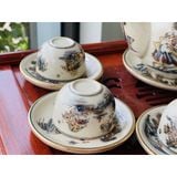  Bộ ấm chén họa tiết Sơn Thủy hoàng gia vẽ vàng Bát Tràng 500ml 