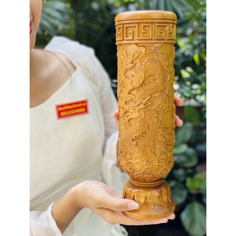  Ống cắm nhang gỗ trang trí phong thủy bàn thờ 