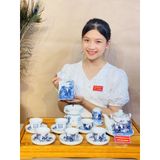  Bộ ấm chén trúc lâm thất hiền viền vàng 