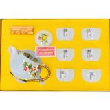  Bộ ấm chén,ấm trà đá ngọc họa tiết hoa đào in nổi 400ml 