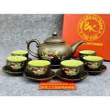  Bộ Ấm Chén,Bộ Ấm Trà Tử Sa Lòng Xanh Bát Tràng 350ml 