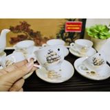  Bộ ấm men trắng vẽ vàng quà tặng xuất xứ Bát Tràng 