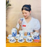  Bộ ấm chén trúc lâm thất hiền viền vàng 