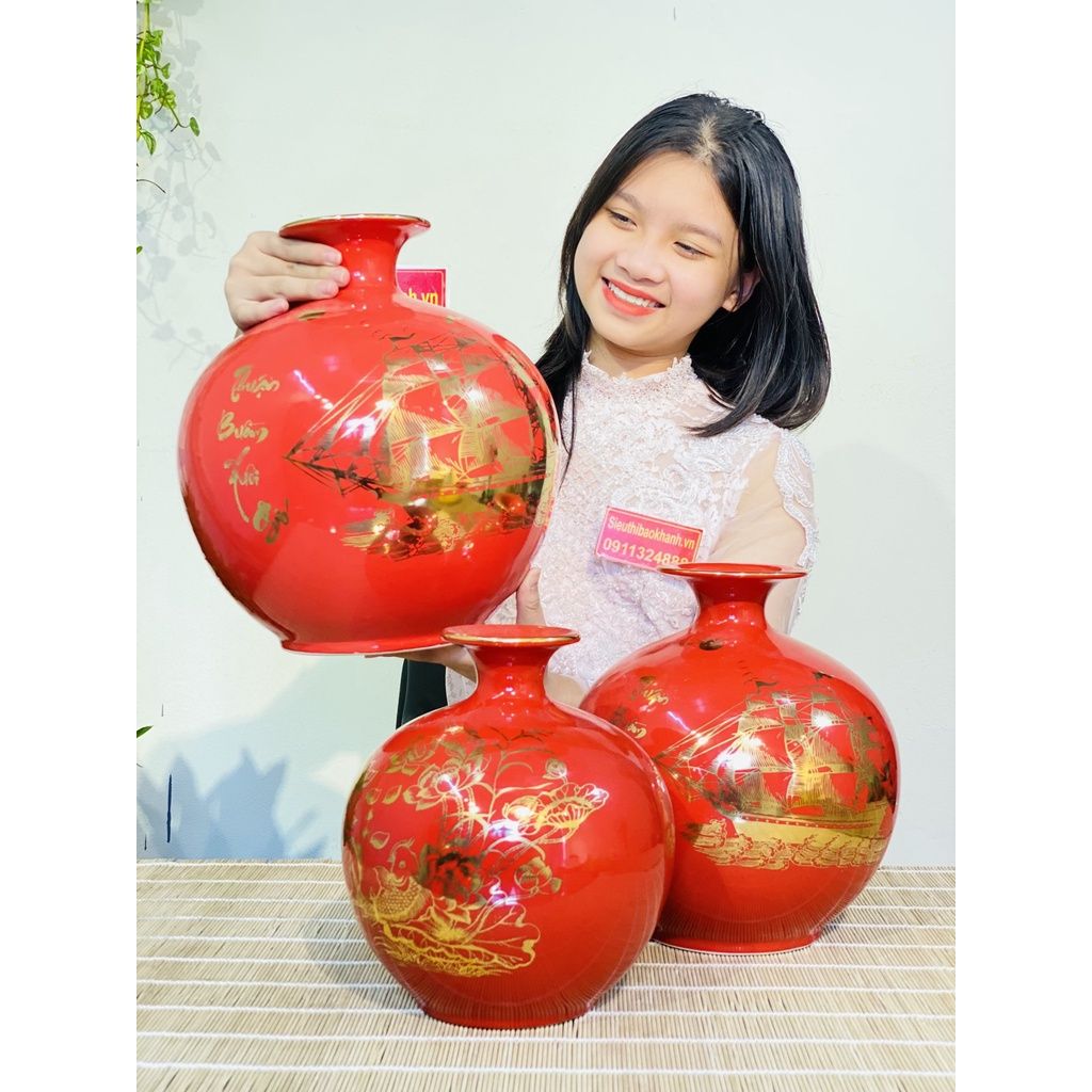  Bình hút lộc vẽ vàng cao cấp xuất xứ Bát Tràng 