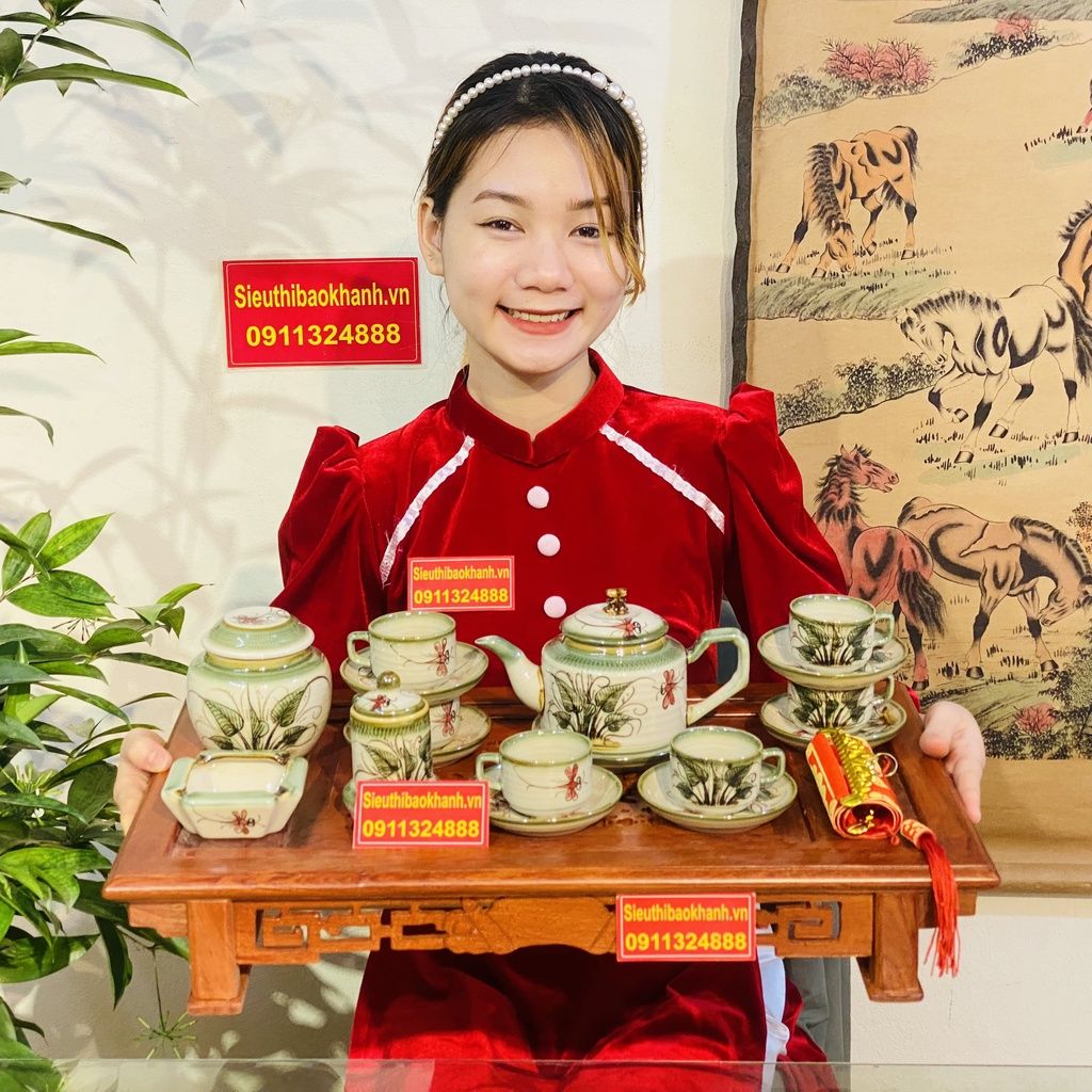  Bộ Ấm Chén, ấm trà men Da Lươn gốm sứ Bát Tràng cao cấp chính hãng 350ml 