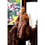  Tượng gỗ thần trà ngồi lũa ấm bách xanh 