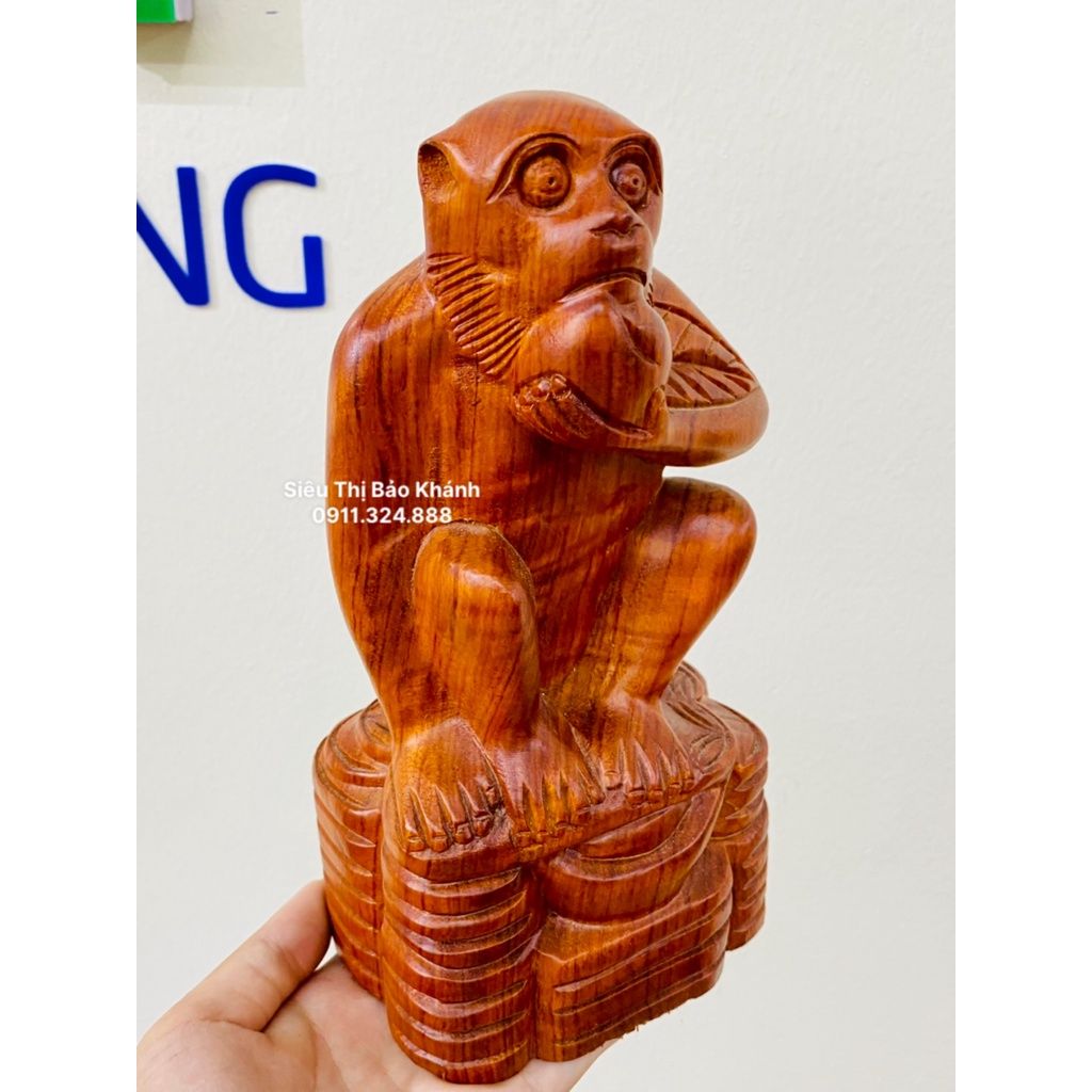  Tượng khỉ  gỗ  hương tài lộc cao 18 cm 