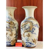  Cặp lục bình Gốm Men Rạn Bát Tràng họa tiết Song Long 50cm 