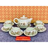  Bộ âm trà men ngọc trúc lâm thất hiền bát tràng vẽ vàng BKCEVN-8026 