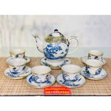  Bộ ấm chén uống trà Đẹp,cao cấp chính hãng Bát Tràng 350ml 