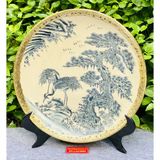  Đĩa gốm trang trí,để bàn họa tiết Tùng Hạc Diên Niên chính hãng Bát Tràng 35cm 