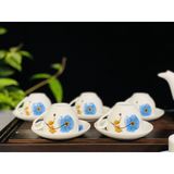  Bộ ấm chén,ấm trà men trắng chóp lửa Bát Tràng chính hãng 350ml 