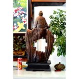  Tượng gỗ thần trà ngồi lũa ấm bách xanh 