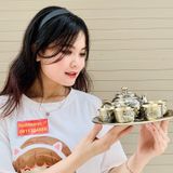  Bộ ấm chén đồng họa tiết Lí Ngư dáng cổ 250 ml 