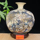  [HÀNG NGHỆ NHÂN]-Bình Hút Lộc men rạn công đào 35cm-mỹ nghệ bảo khánh 