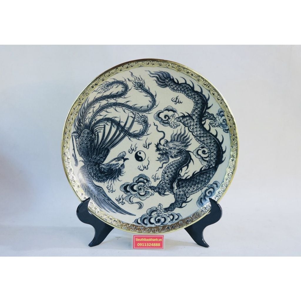  Đĩa cảnh long phụng bọc đồng-Siêu thị Bảo Khánh 