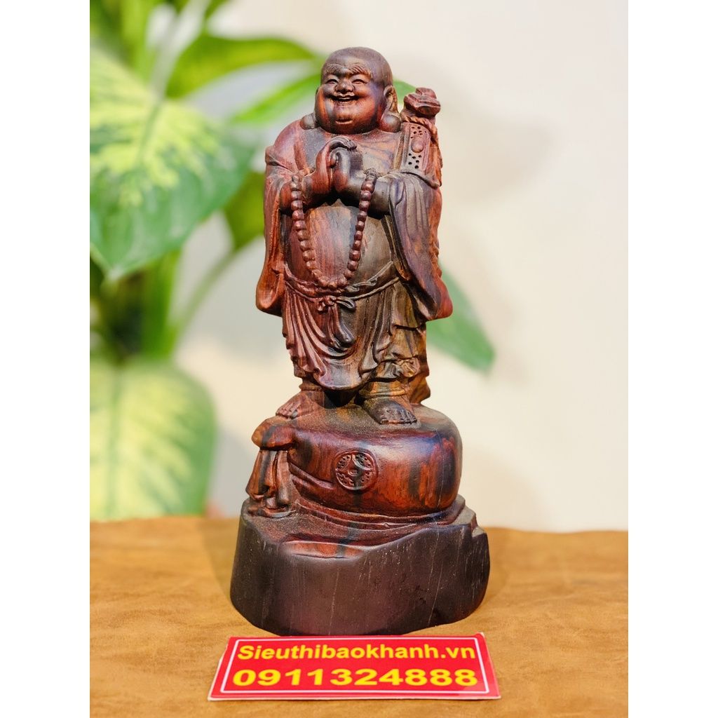  Tượng Di Lặc Bồ Tát gỗ Trắc tự nhiên-Mỹ Nghệ Bảo Khánh 20cm 
