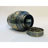  Hộp đựng chè đồng họa tiết ngũ quả (cao 18cm) 