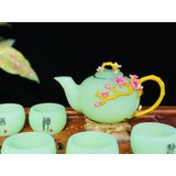  Bộ ấm chén đá xanh ngọc họa tiết Hoa Mai in nổi 350ml BKCEVN-8021 