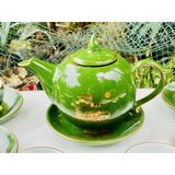  Bộ ấm chén màu xanh men ngọc họa tiết thuận buồm xuôi gió vẽ vàng BKCEVN-8030 