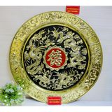  Mâm đồng thau nguyên chất trạm trổ Long Phụng 50cm 