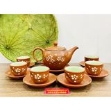  Bộ Ấm Chén Tử Sa Hoa Mai Bát Tràng 300ml-Mỹ Nghệ Bảo Khánh 