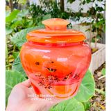  Hũ đựng chè đá ngọc màu đỏ họa tiết chữ 