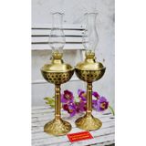  ặp đèn dầu đồng thân gốm xuất xứ Bát Tràng 27cm 
