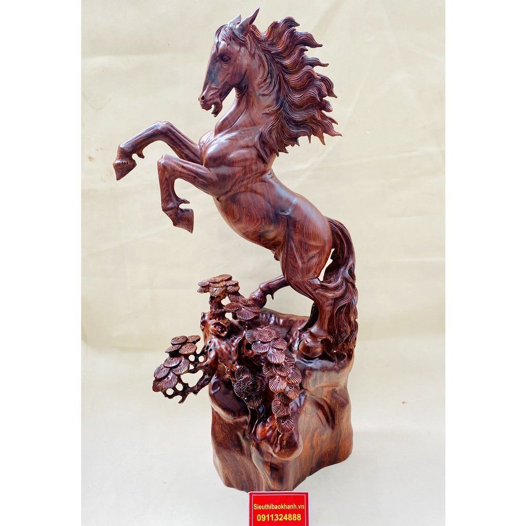  Tượng gỗ Nhất Mã Phi Thiên Gỗ Chun Sụn Cẩm 62cm 