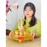  Bộ ấm chén hoàng gia chất liệu hợp kim đồng cực sang trọng 