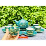  Bộ ấm chén xanh vẽ sen vàng 