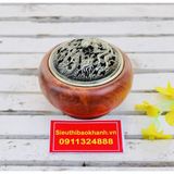  Xông trầm chế tác từ gỗ hương-nắp trạm trổ long phụng tinh xảo (loại 10cm) 