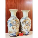  Cặp lục bình Gốm Men Rạn Bát Tràng họa tiết Song Long 50cm 