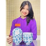  Bộ 10 bát men trắng vẽ hoa xuất xứ Bát Tràng 