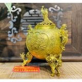  Xông Trầm,dụng cụ đốt Trầm chất liệu đồng vàng cao cấp 