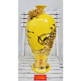  Bình hút lộc Bát Tràng đắp nổi vẽ vàng 42cm 