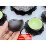  Ấm chén Bảo Khánh-Tinh hoa Bát Tràng bộ ấm chén tử sa tạo hình họa tiết lá sen 