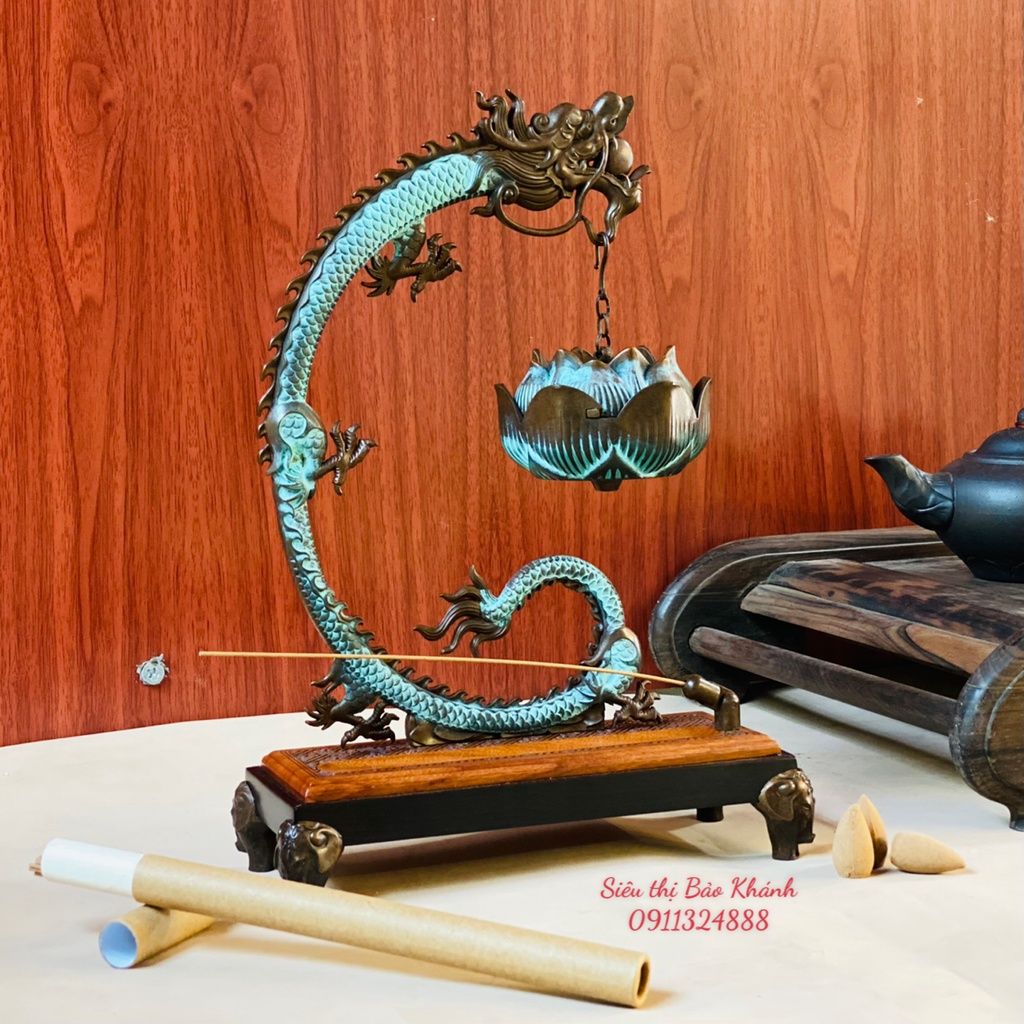  Lư hương,xông trầm thờ cúng chất liệu đồng cao cấp 30cm 