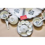  Set bát đĩa men trắng hoạ tiết hoa cổ - Siêu thị Bảo Khánh 