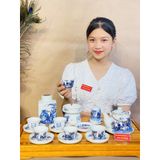  Bộ ấm chén trúc lâm thất hiền viền vàng 