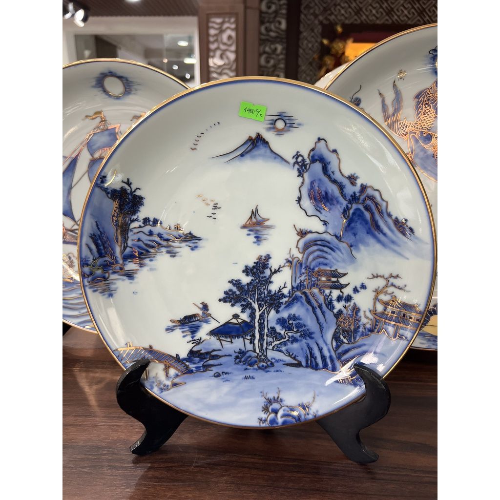  Đĩa cảnh họa tiết núi non sông nước 