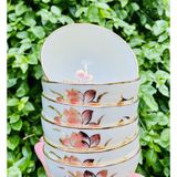  Nghệ thuật gốm sứ bộ bát ăn men kem sen hồng -Bảo Khánh 